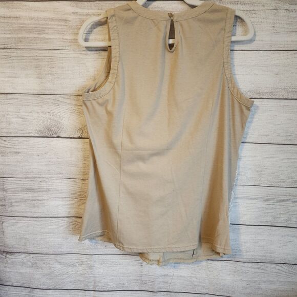 Van Heusen large beige embroidered lace sleeveless cottagecore blouse - Picture 7 of 7